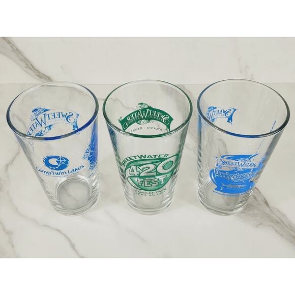 Sweetwater Brewing Company Pint Beer Clear Glass 16oz Drinkware 5 1/2" x2 - Picture 10 of 14